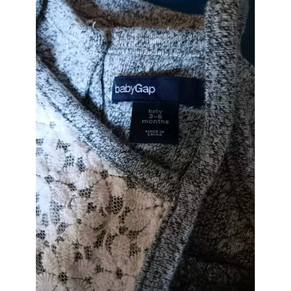 Dress 3 To 6 months girls Baby Gap infant Gray Tank with Lace Insert wear
